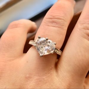 Heart Cut CZ Ring- Silver